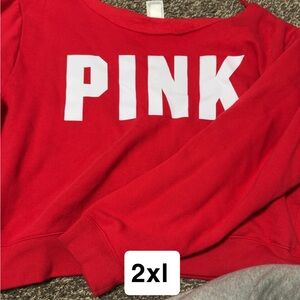 Victoria's Secret Red Crop top Off-the-Shoulder Sweater